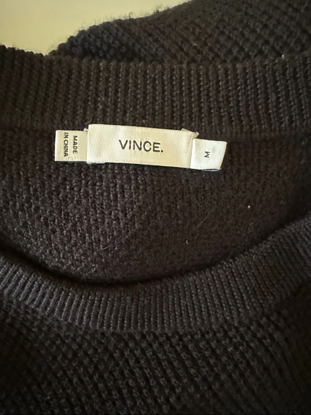 Vince Black Wool Asymmetrical Leather Trim Zip Sweater Size M